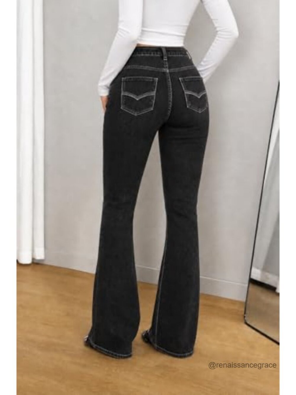 EMMIOL Mid Low Rise Flare Jeans Womens Stretch Denim Boot Cut - Picture 2 of 4